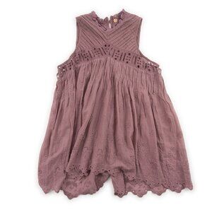 Free People Mauve Eyelet Sleeveless Tunic